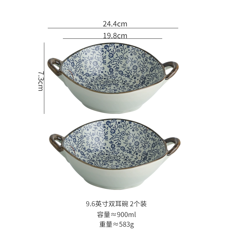 Ceramic soup bowl, handle, tableware for commercial use, anti-scald