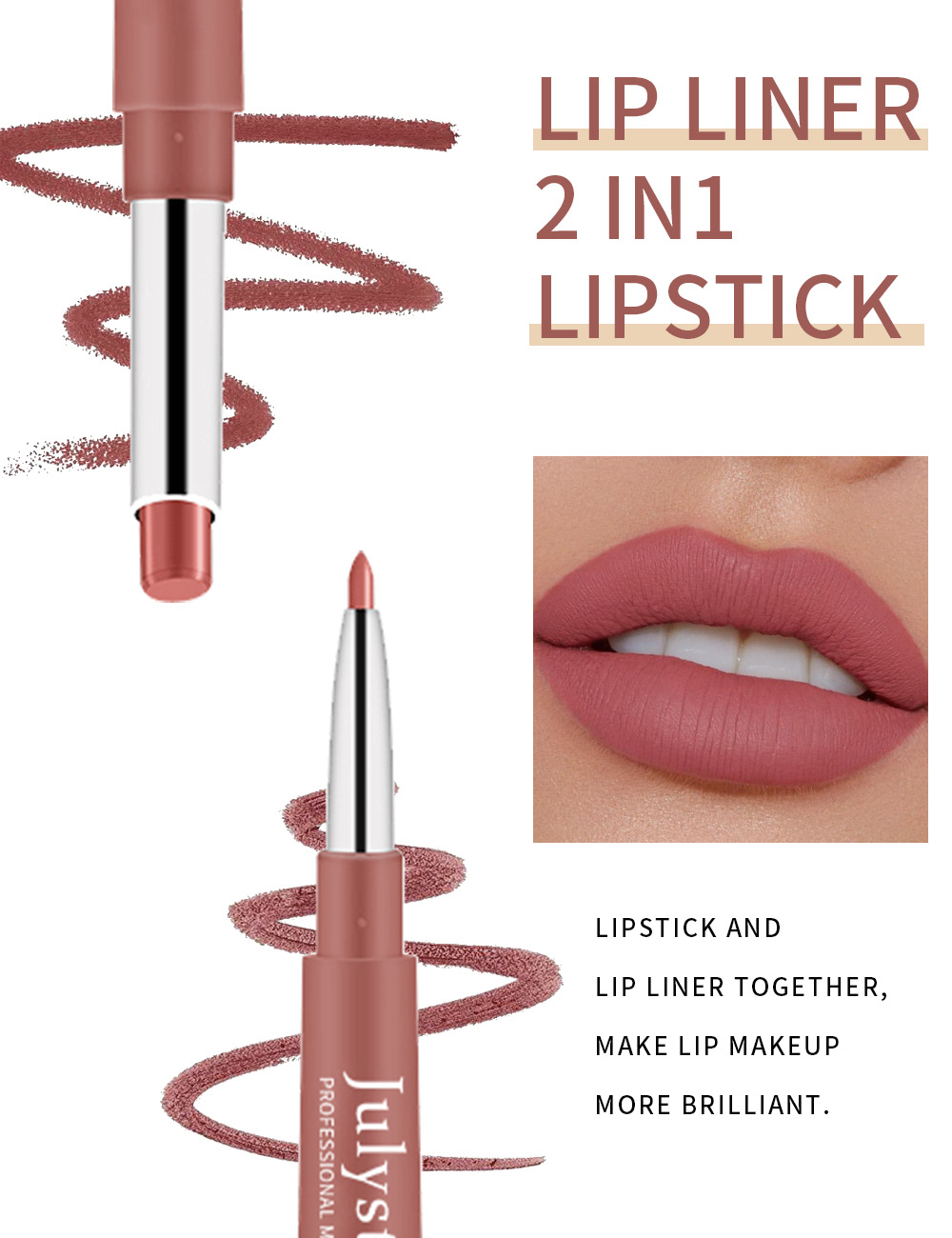 European and American cross-border double-headed red lip liner pens that do not fade or stick to the cup, pink rotating lipstick pens, wholesale of foreign trade cosmetics undefined
