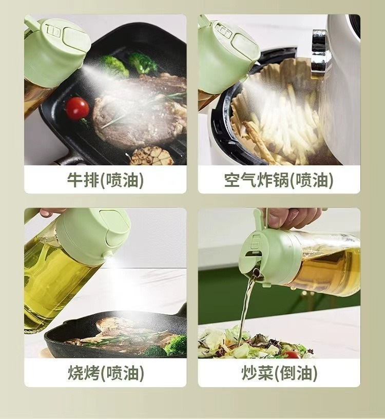 Sprühflasche mit Ausgießer 2-in-1 500 ml Ölkanne Ölsprayer Glas Haushalts-Küchen-Airfryer Ölsprühflasche Großhandel