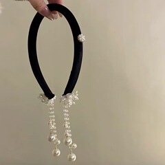 菩提叶下~绿丝绒流苏发箍中式苗疆流苏头箍高级感国风发捆盘发器