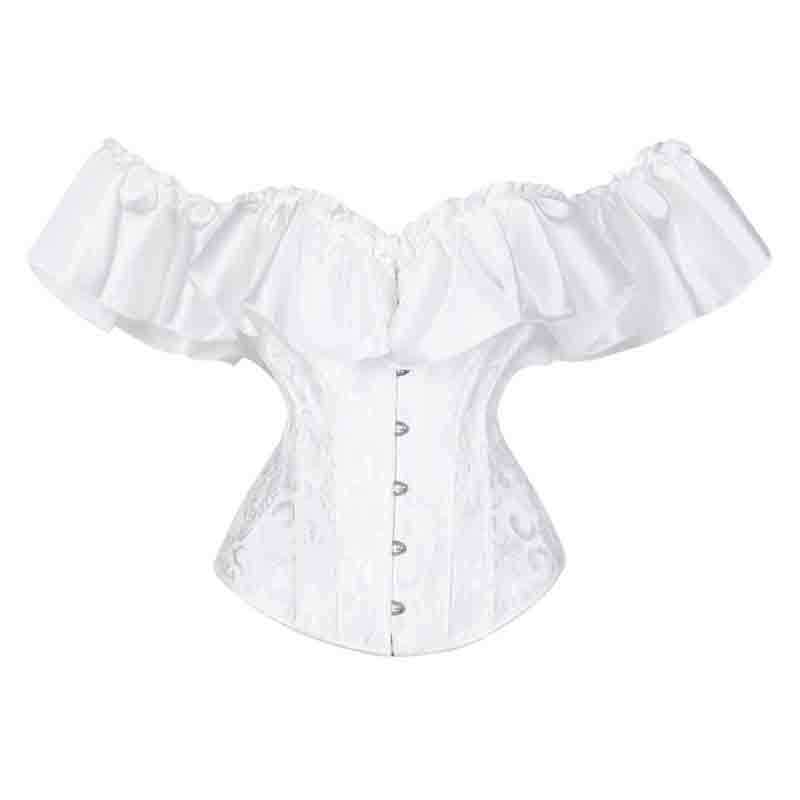 Plus-Size Corset Outerwear Retro Waist-Cinching Off-Shoulder Top with Fishbone French Court Style Slim Corset