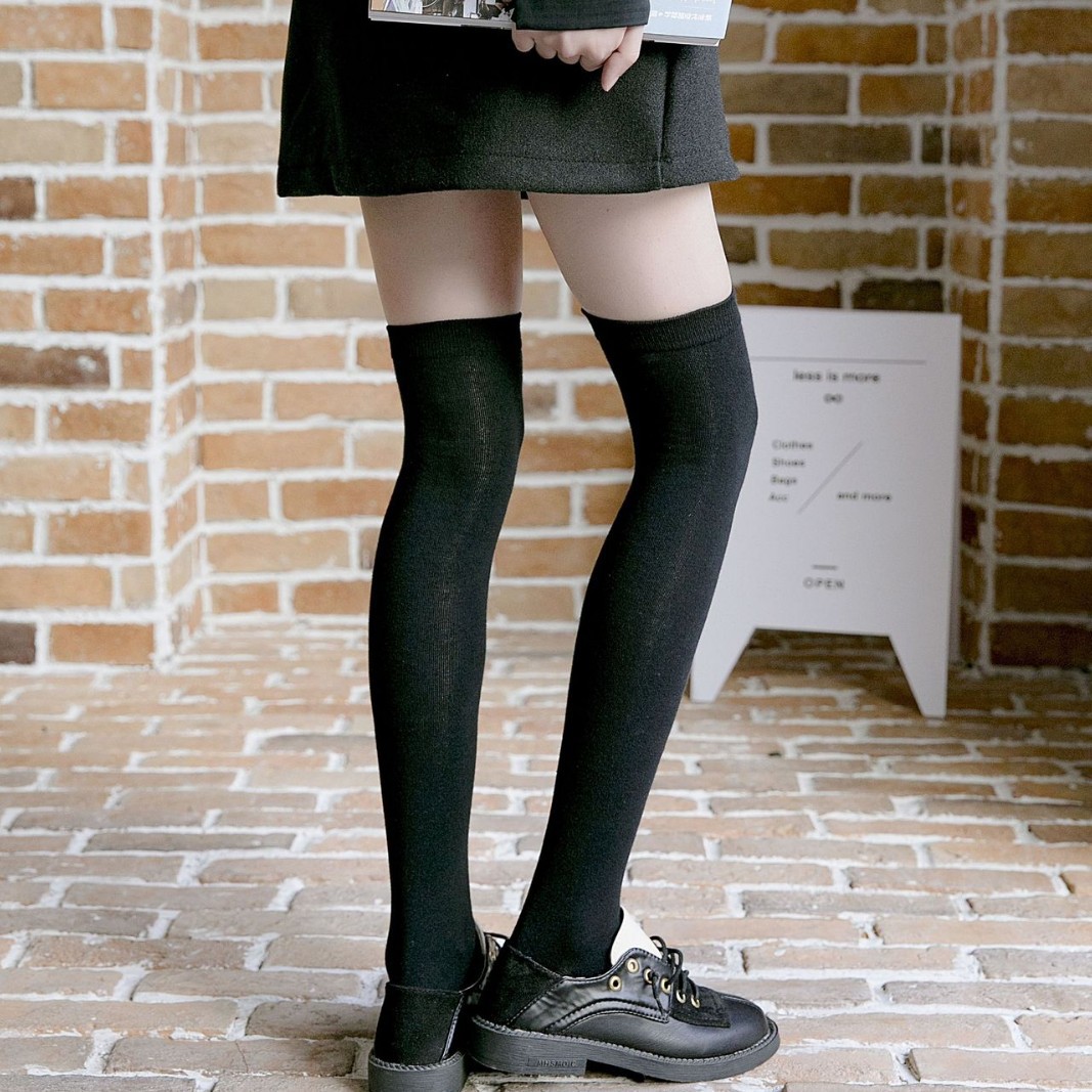 Calcetines mujer primavera color sólido japonés calcetines por encima de la rodilla jk calcetines de mujer medias medias de algodón medias altas medias medias piernas delgadas