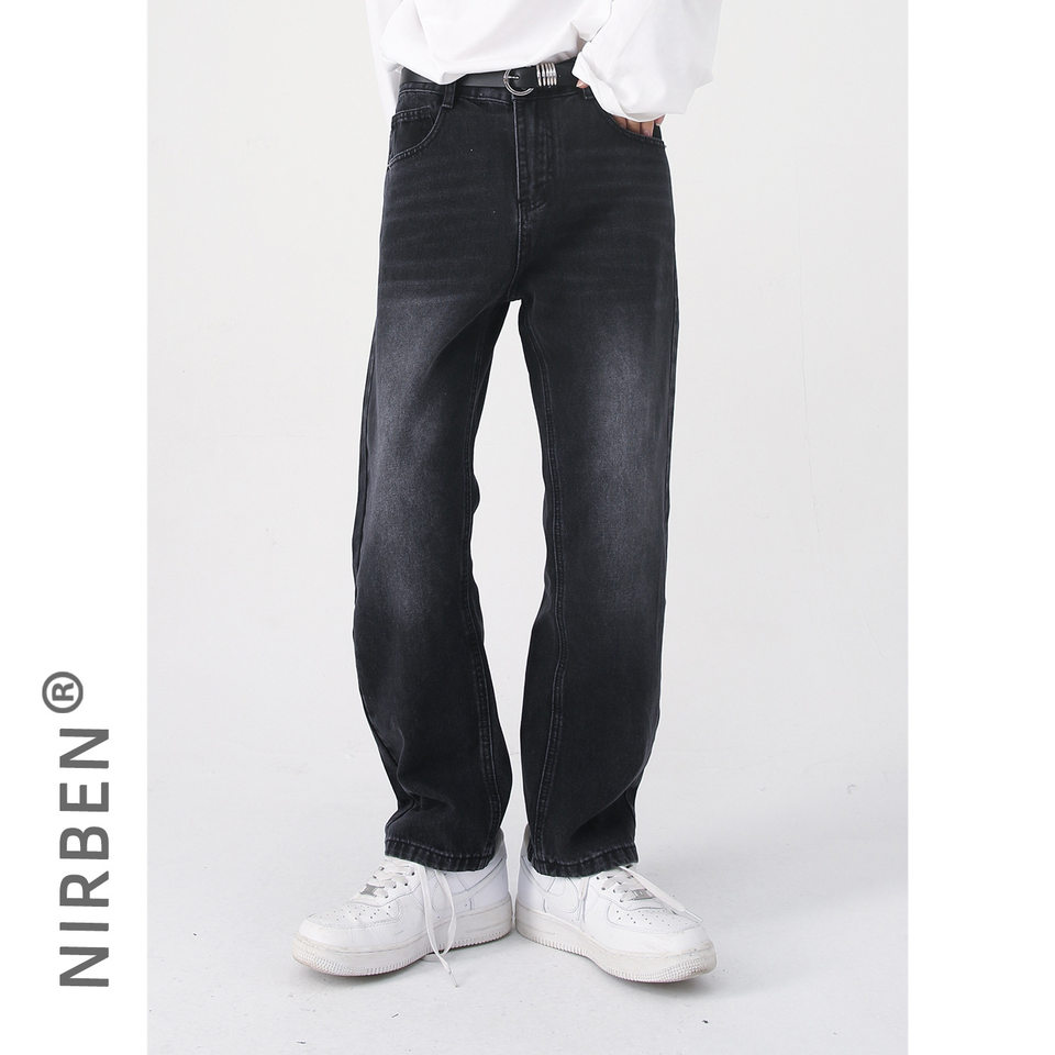 Quần jean nam ống thẳng lửng 9 tấc cạp vừa phong cách Hàn Quốc — Màu xám, Màu đen, Xanh denim, Xanh lam đậm