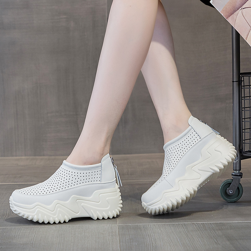 2026 Summer New Casual Versatile Korean Style Thick-Soled Hollow Casual Shoes with 7cm Hidden Height Increase Dad Shoes for Women 2026 Summer New Casual Versatile Korean Style Thick-Soled Hollow Casual Shoes with 7cm Hidden Height Increase Dad Shoes for Women