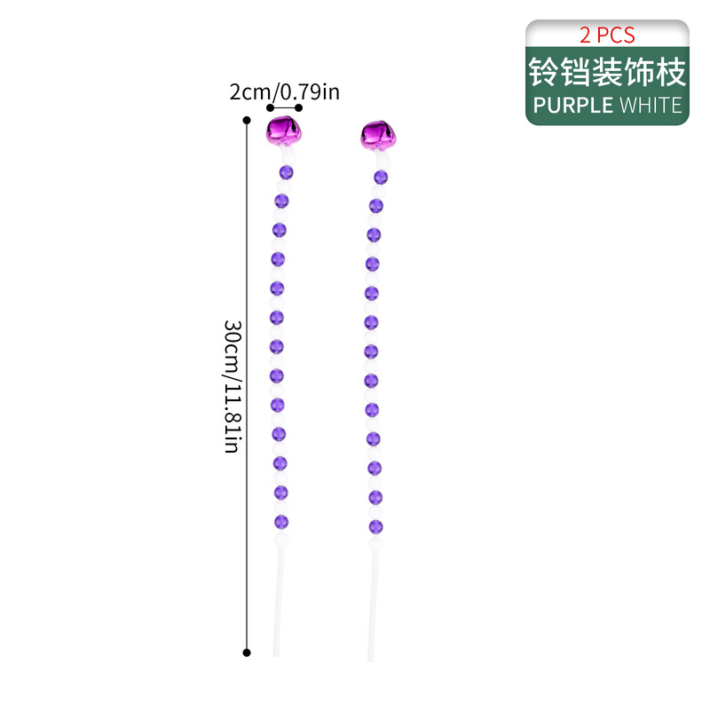 亚马逊圣诞卷曲铃铛糖果条红白串珠拐杖棒棒糖圣诞树插件花枝装饰|undefined