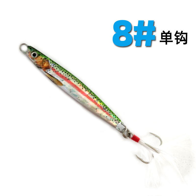 Luya Placa de hierro plomo pescado biónico cebo falso Pesca de Mar tiro largo lentejuelas cebo falso tres ganchos placa desnuda cebo de imitación al por mayor