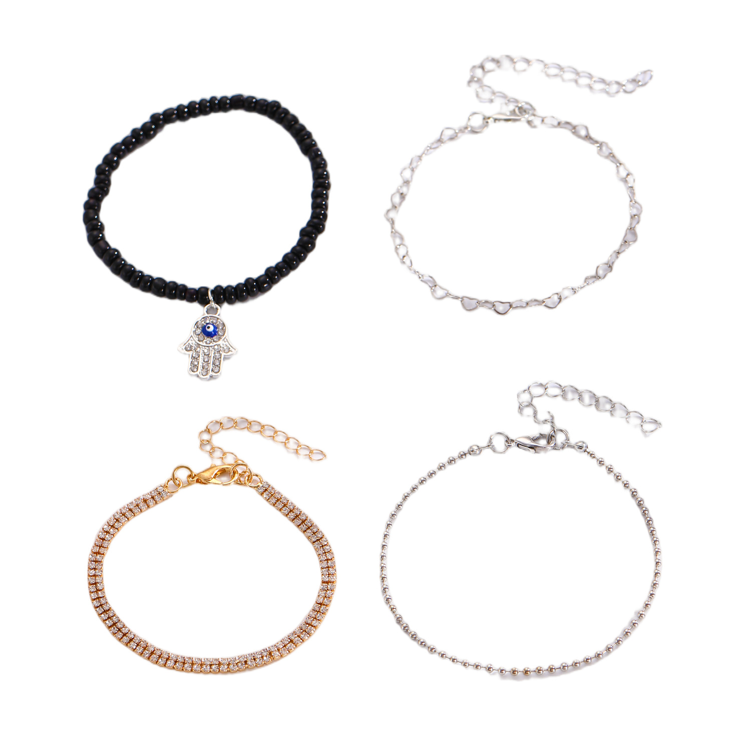 Braccialetto a strati con perline di cristallo vintage in stile etnico, accessorio versatile, ideale per il trasporto transfrontaliero._voghion.com