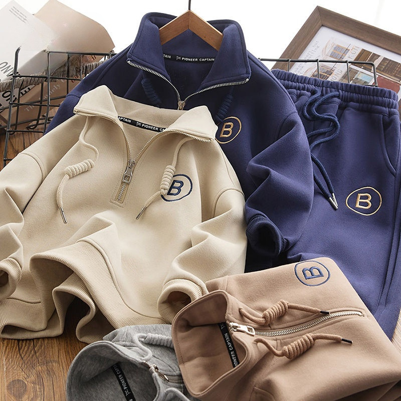 Nuova collezione autunno inverno per ragazzi di eleganti felpe con cappuccio, set da due pezzi, top, pantaloni, tuta sportiva per ragazzi di taglia media e grande 2024_voghion.com