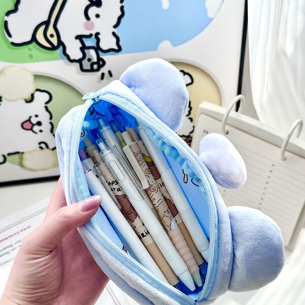 Bonita bolsa de bolígrafo de peluche de ratón codicioso en el viento de alto valor facial caja de papelería bolsa de almacenamiento para estudiantes de primaria gran capacidad bolígrafo