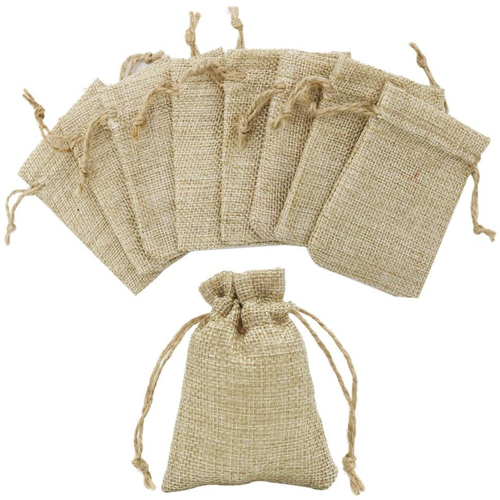 Basic Solid Color Linen Drawstring Jewelry Packaging Bags display picture 2