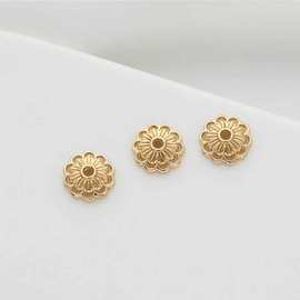 广州14k/18K包金花托镂空花瓣 diy手链隔珠串珠久不掉色花帽配件