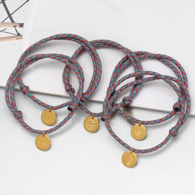 New Palm Purple Thick Rope Bracelet Evil Eye Gold Chain Charm Small Bracelet Adjustable Jewelry for Men and Women