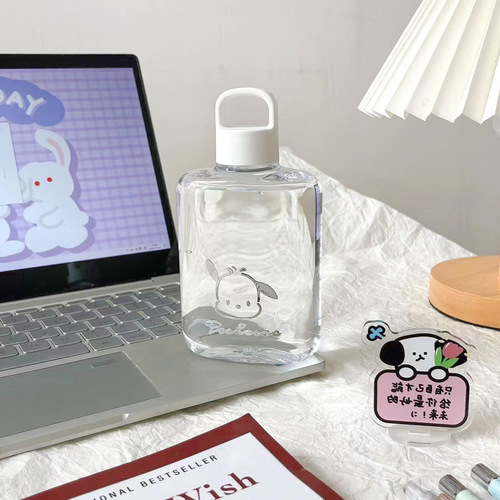 Pacha Dog Transparent Plastic Water Cup High-Endurance Large Capacity Trendy On-the-Go Cup Student Portable Cold Water Bottle Wholesale