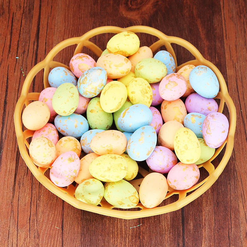 Nueva decoración de Pascua 3*4cm colorido canasta de espuma pequeño huevo de Pascua huevo de espuma juguete para niños