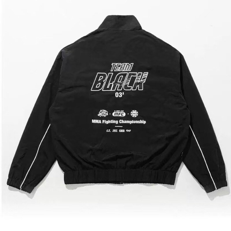 Team Black Korean Girl Group Windproof Unisex Printed Logo Sports Casual Couple Jacket