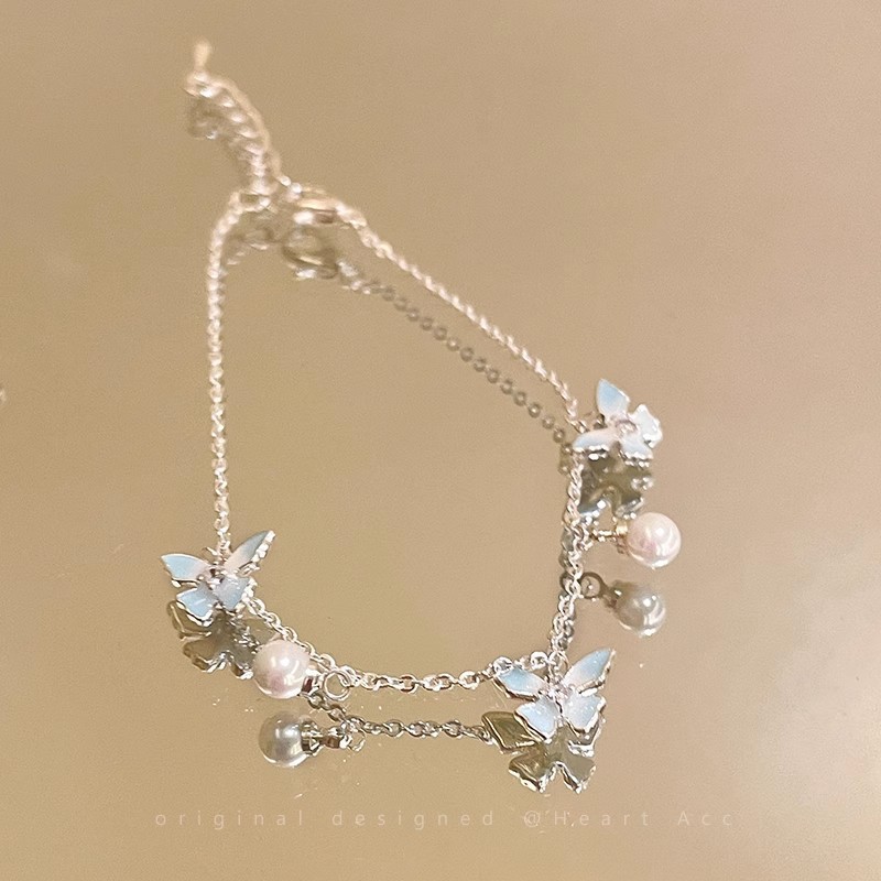 S699 펄민트 블루 나비 진주 팔찌