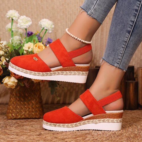 Plus-size wedge sandals for summer | Women's versatile wide-strap closed-toe sandals | Temu
