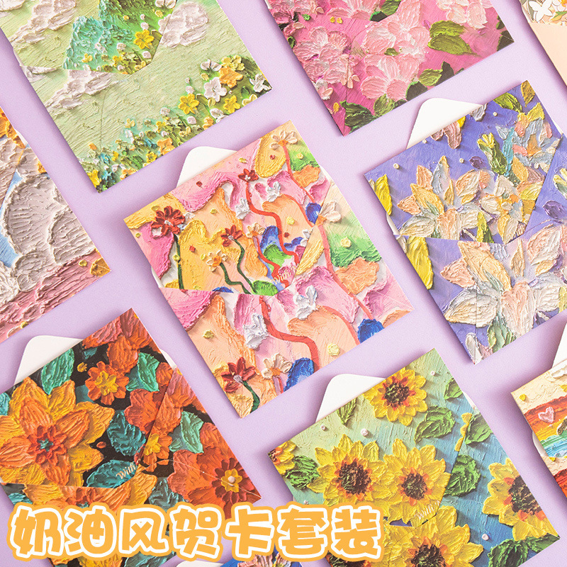 Creative Oil Painting Postcard Illustration Hand-Painted Style Holiday Healing Birthday Greeting Card Message Wall Decoration Card Gift