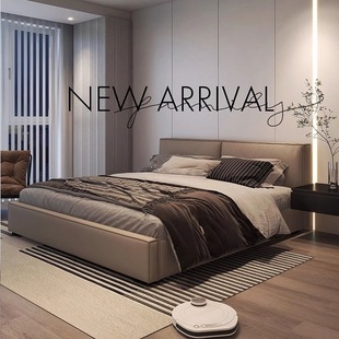 Tofu Blocks Baxter Genuine Leather Double Technology Cloth Queen Bed Light Luxury Master Bedroom Modern Simple Small Apartment Cream Style Bed