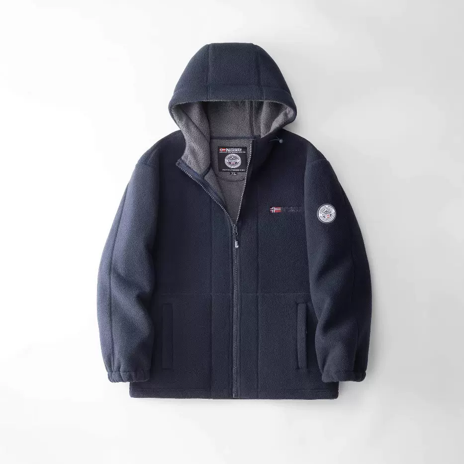 出口挪威！保暖抗寒秋冬士户外大码加绒加厚连帽摇粒绒夹克外套