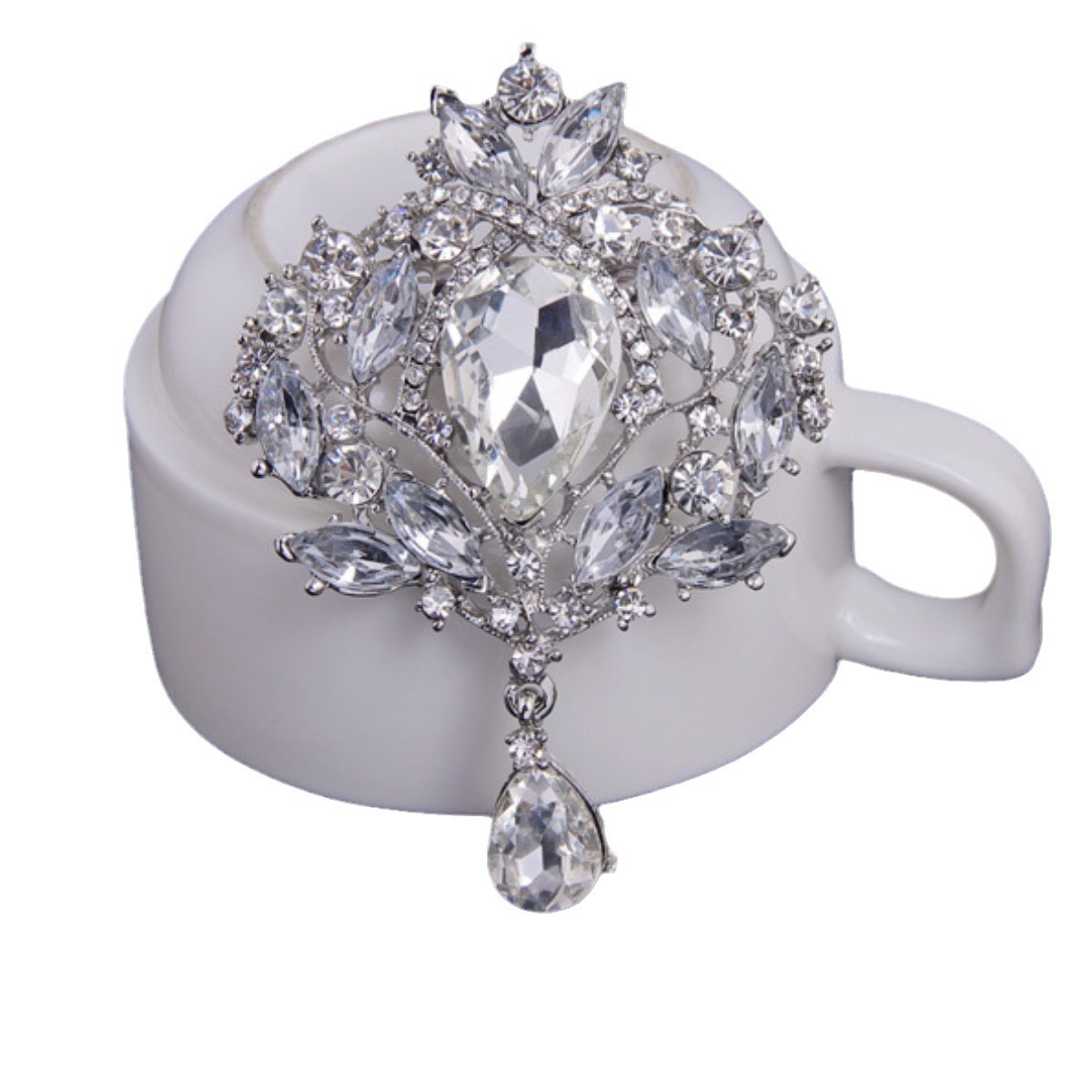 Europa y América transfronteriza exagerada gran gota de agua colgante broche ramillete collar pin accesorios de ropa joyería de comercio exterior para las mujeres image 6