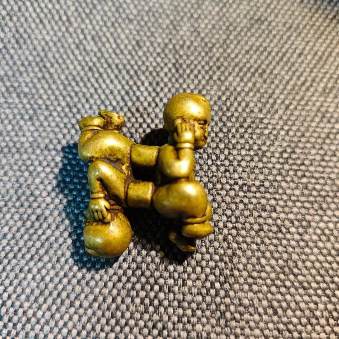 黄铜做旧四喜娃娃摆件童四喜童子结婚礼品婚房挂件