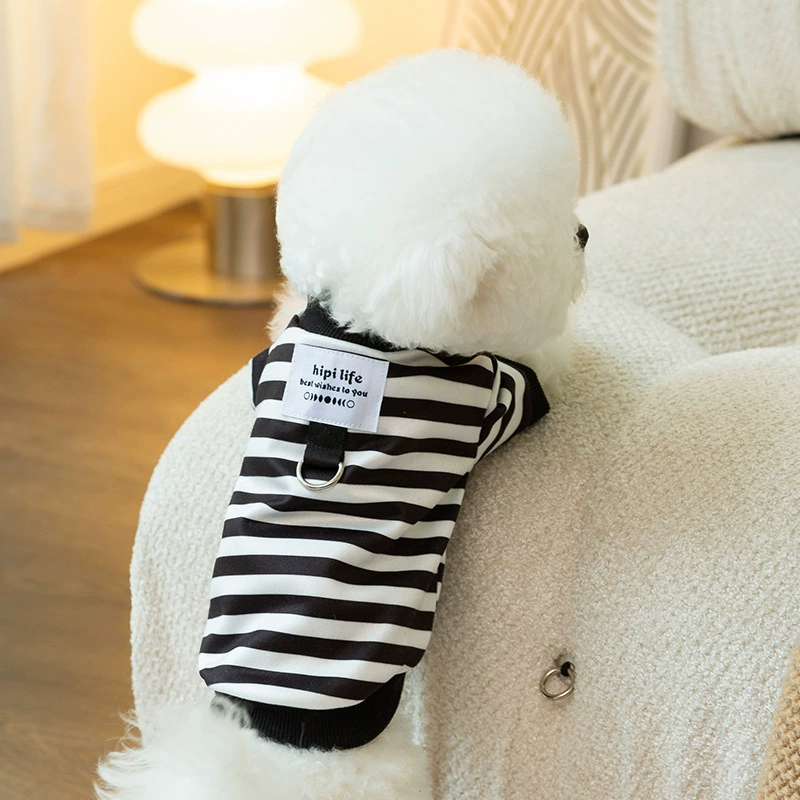 Новая трансграничная одежда для животных: простая полосатая толстовка-поводок для собак, осенне-зимняя одежда для питомцев, одежда для кошек и щенков