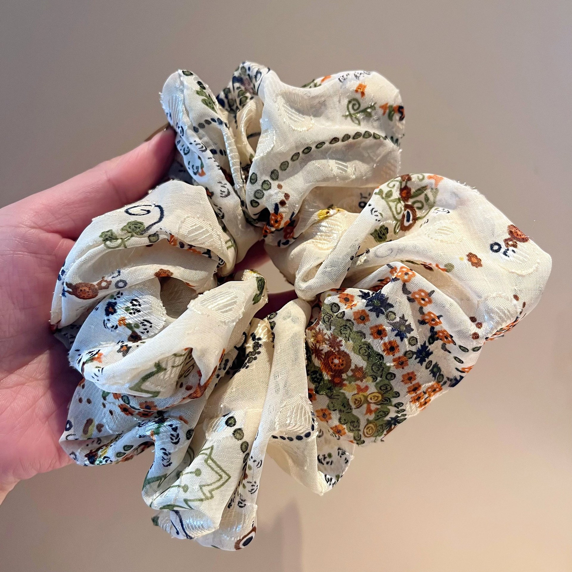 Mori tela vintage hilo salchicha anillo primavera y verano francés elegante 2023 nueva playa señora pintura al óleo estilo de impresión accesorios para el cabello