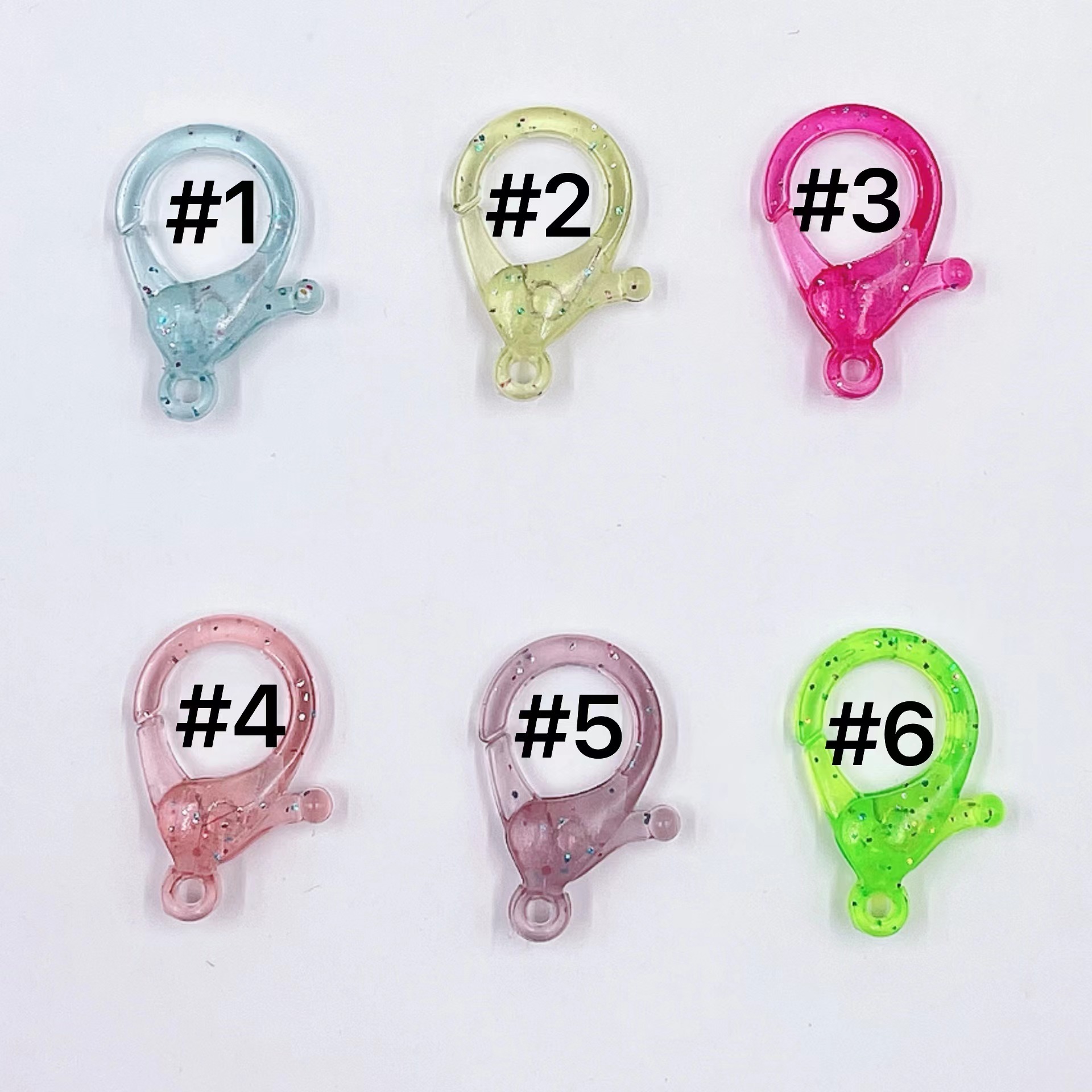 Colorido pequeños accesorios de plástico transparente [polvo de oro] jalea hebilla de la langosta DIY accesorios de la joyería llavero hebilla