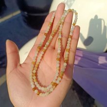 玉器工艺品天然新疆和田玉且末糖料老料飘糖色卡4珠链两用款手链