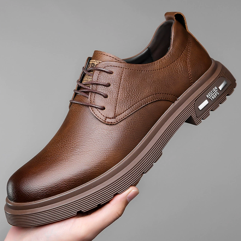 2024 Весенняя кожаная обувь в стиле ретро, Мужская Рабочая обувь с большой головой, повседневные короткие сапоги с низким верхом, модная обувь, обувь Martin, мужская мода