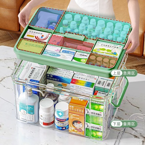 Medicine box multi-layer medicine box home decoration household medicine box large capacity medicine storage transparent large medical first aid box