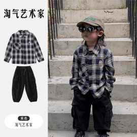 2026新款儿童格子衬衫日系男童衬衣春秋季薄款男女宝宝秋装长袖潮