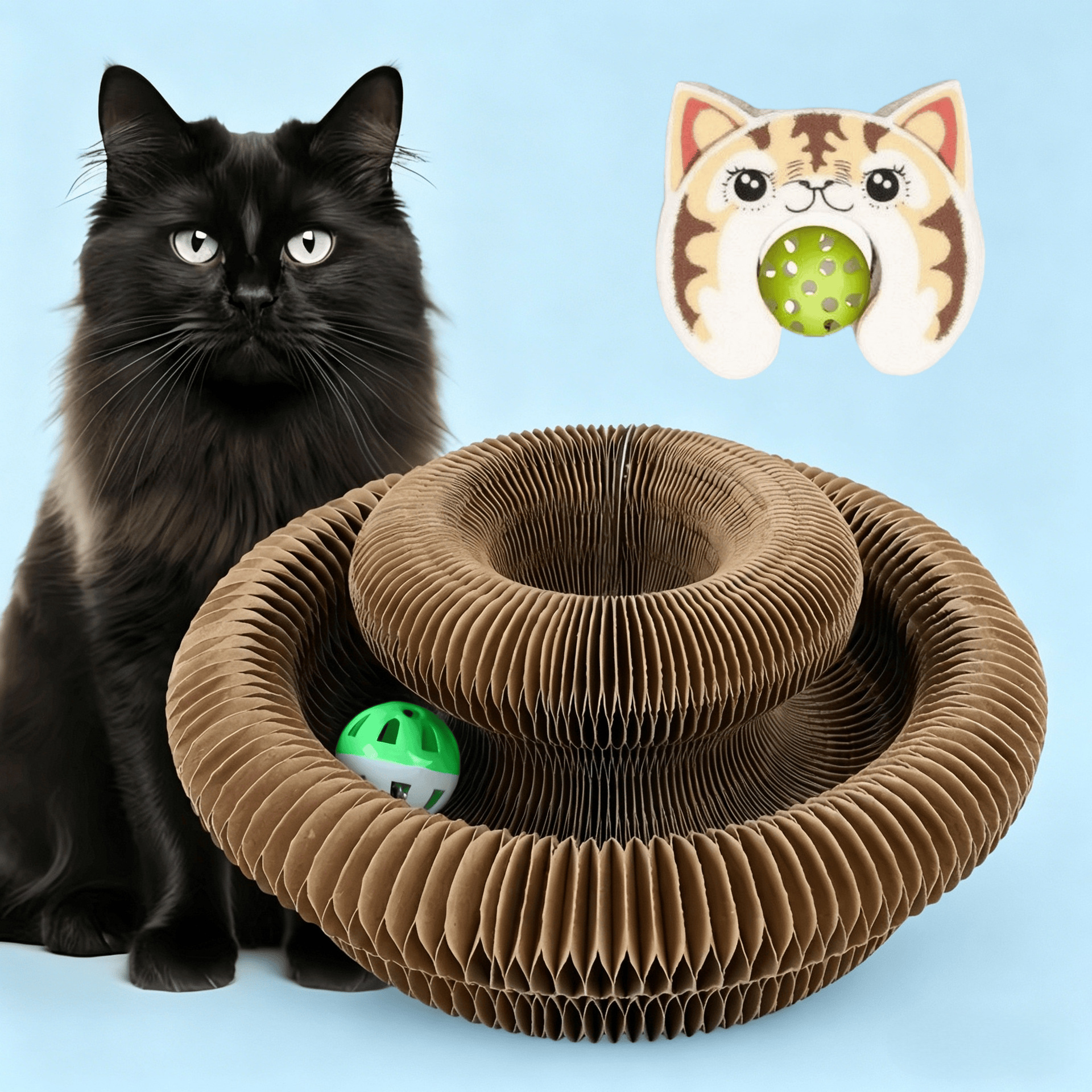 Órgano mágico para gatos agarrar tablero juguete para gatos auto-hi alivio de aburrimiento con campana papel corrugado resistente al agarramiento plegable juguete para gatos