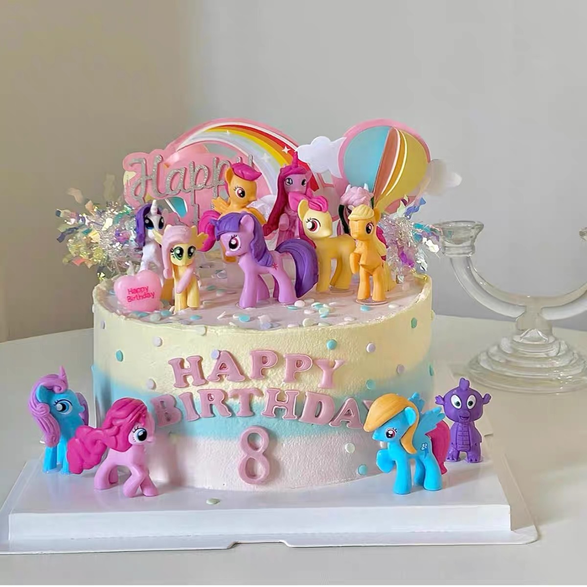 Pony Baby Cake Decorative Ornaments Internet Popular Cute Pegasus Unicorn Girl Children's Birthday Baking Plug-in