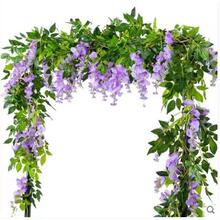 亚马逊 仿真紫藤花藤 豆花条装饰植物紫藤花藤条婚庆假花藤条批发