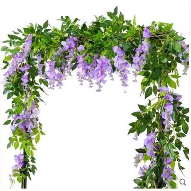 Amazon Simulated Wisteria Flower Vine, Bean Flower Strip Decorative Plant Wisteria Flower Rattan Wedding Fake Flower Rattan Wholesale