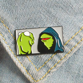 速卖通 wish爆款邪恶柯密特evil kermit 青蛙珐琅胸针 牛仔徽章