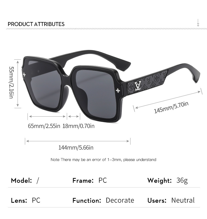 2024 New Yangshulin Square Frame Letter Women's High end Fashion Sunglasses_voghion.com