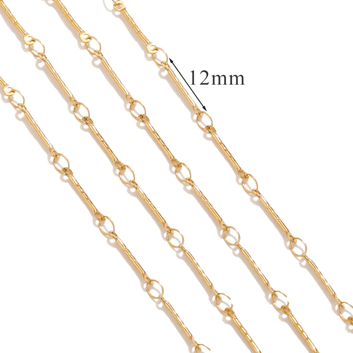 Accesorios de cadena de acero de titanio acero inoxidable galvanizado 18K oro palo S cadena no se desvanece en joyas de viento