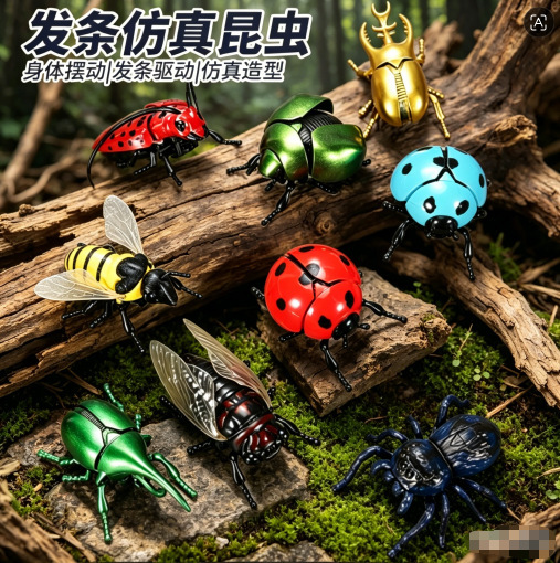 Wind-Up Beetle Toy Insect Beetle Simulation Animal Unicorn Beetle Mechanical Model for Boys and Girls