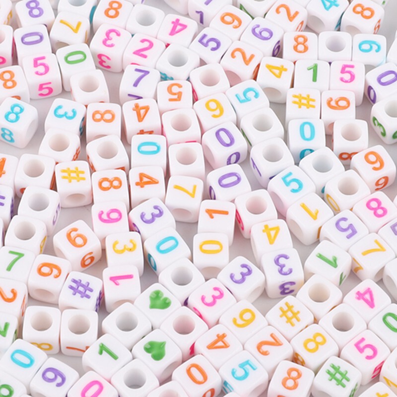 アクリル数字英字ビーズ手作りDIYセット子供ビーズアクセサリーアクセサリー散珠四角いビーズ|undefined