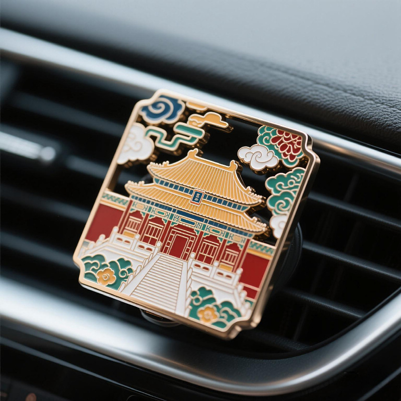 厂家定制金属车载香薰香膏扩散器持久留香出风口夹车载香水外壳