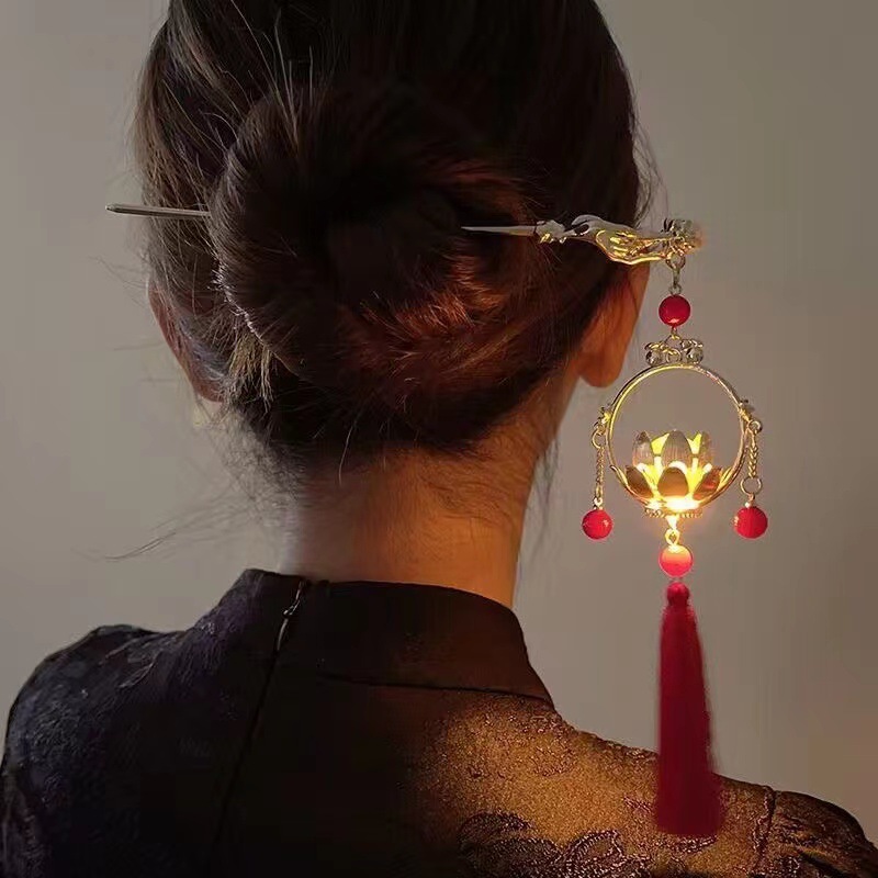Chinoiserie Retro Geometric Alloy Tassel Hairpin display picture 1