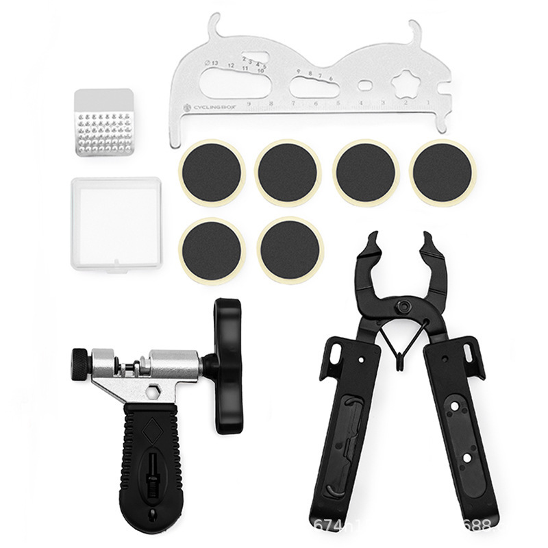 Herramienta de reparación de bicicletas eje central conjunto de combinación de llave volante conjunto de montaje y desmontaje herramienta de reparación de cadena giratoria Reparación de desmontaje de vuelo