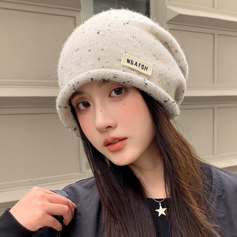 韩版秋冬新款帽子女卷边包头帽大头围显脸小堆堆帽保暖百搭针织帽|undefined