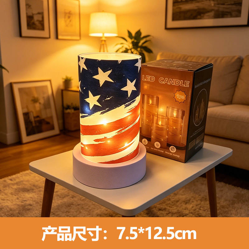 Explosiones transfronterizas LED adornos de lámpara de vela electrónica simulación de cumpleaños diseño de boda impresión UV lámpara larga personalizada