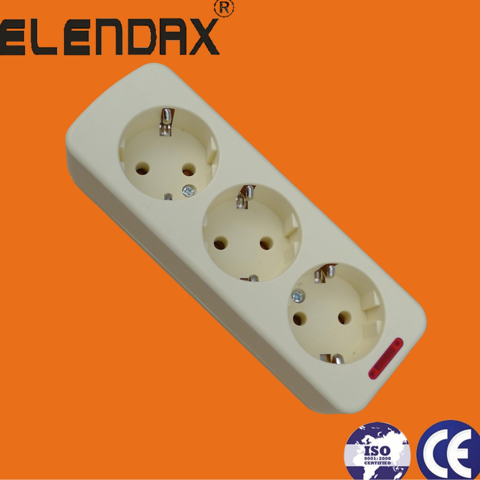 供应可拆装可接线　带接地　三位德式移动插座（E5003E）