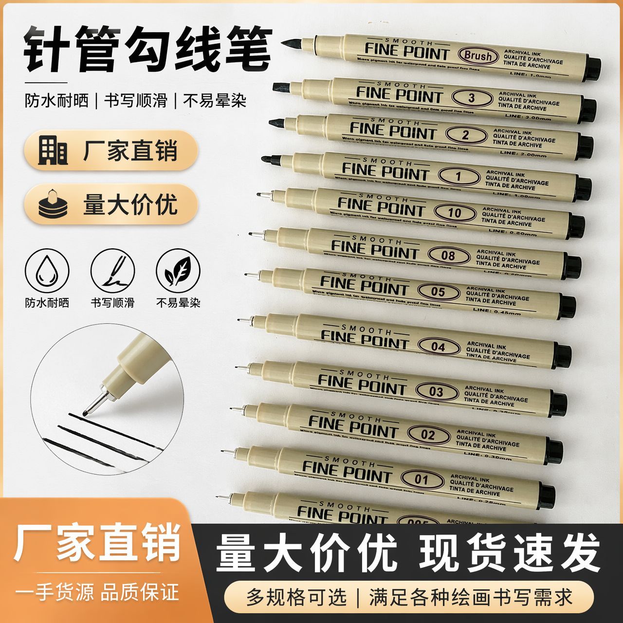 Artistic Fineliner Pen for Drawing, Waterproof, Quick-Drying, Black Needle Tip Fineliner Pen for Hand-Drawn Comics, Outlining, and Art Student Drawing