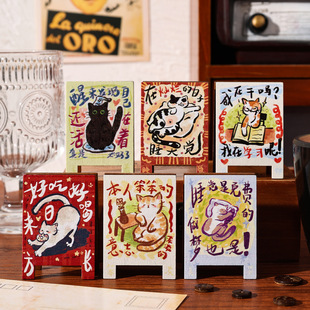 Yuezhen Funny Graffiti Cat Series Clips Cute Cartoon Cat Desktop Ornaments Cute Note Clips Handbook Clips